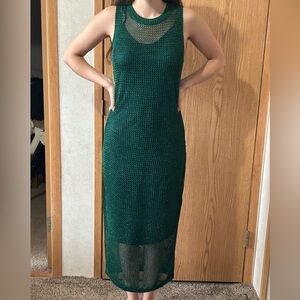 Beautiful sheath dress with attached mesh metallic cover